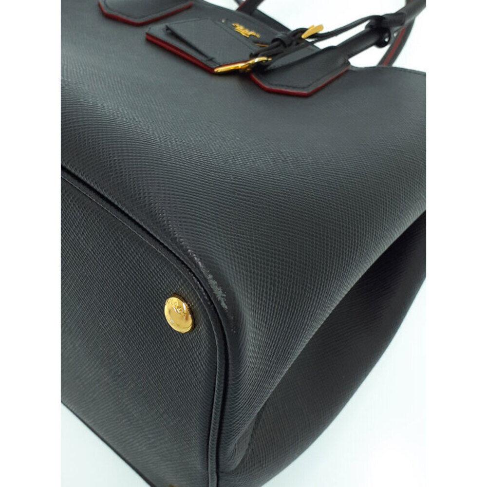 Prada Saffiano Leather Double Bag black contrasting red interior - Picture 7 of 9